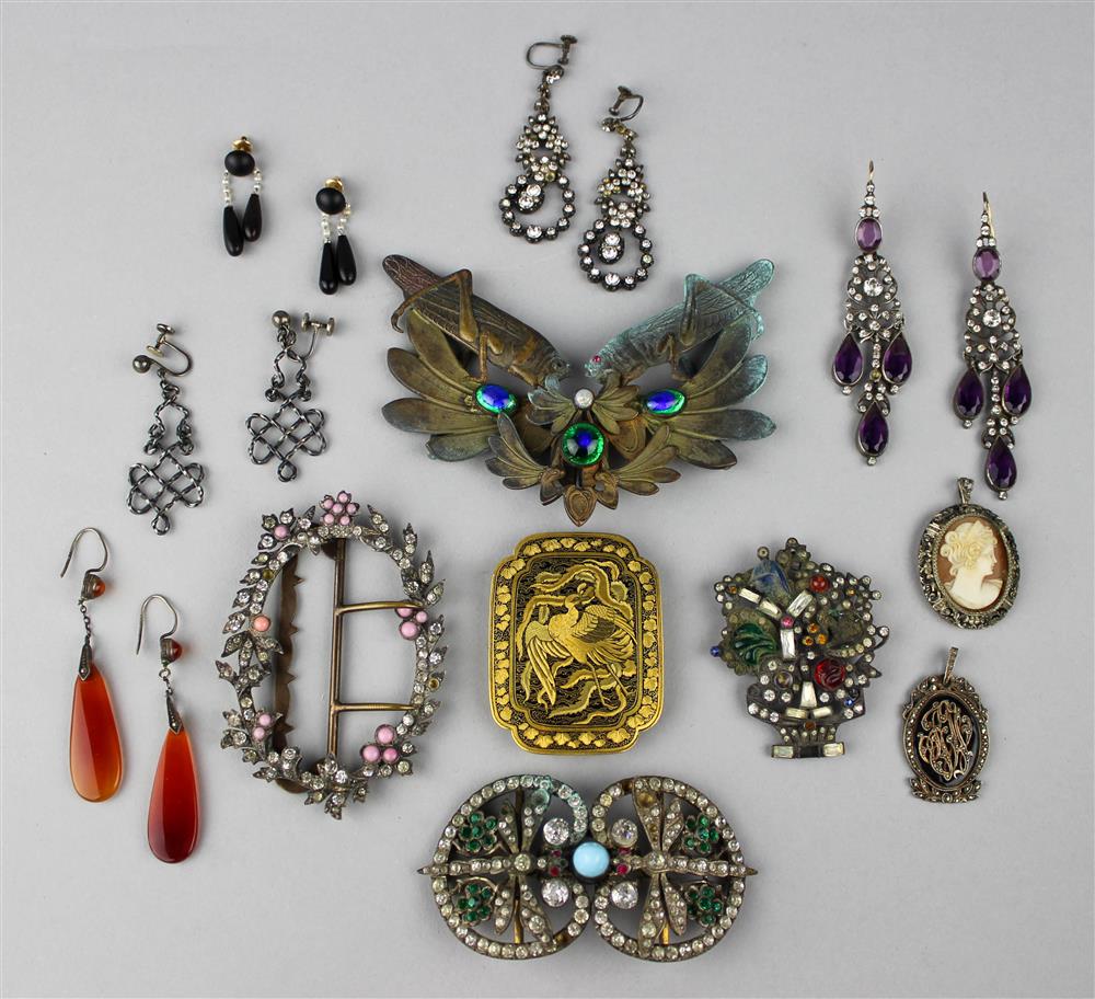 Appraisal: GROUP OF VINTAGE COSTUME JEWELRY AND JAPANESE KOMAI BELT BUCKLE