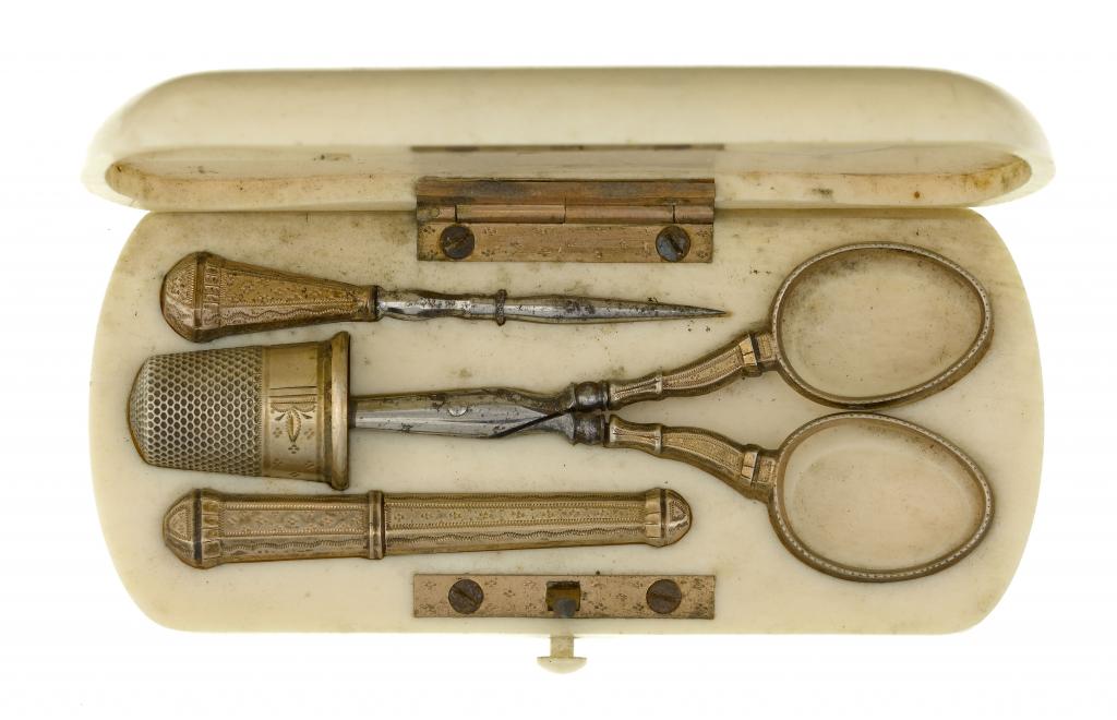 Appraisal: A FRENCH IVORY NECESSAIRE with set of contemporary silver gilt