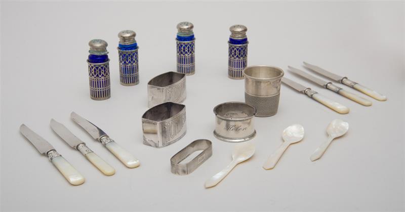 Appraisal: GROUP OF SILVER AND SILVER-PLATED TABLE ARTICLES Comprising a silver