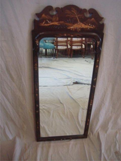 Appraisal: Chinoiserie Decorated Mirror Black lacquer From an East nd Street