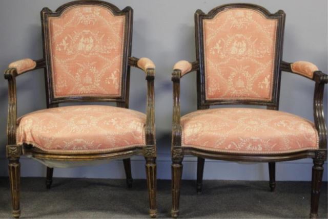 Appraisal: Pair of Louis XVI Arm Chairs From a Rye NY