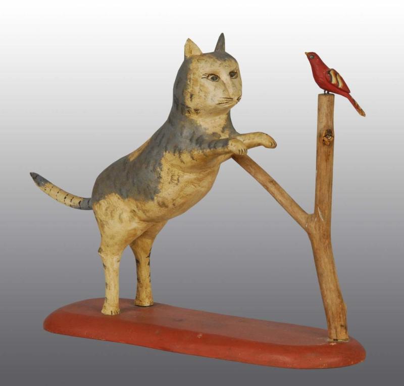 Appraisal: Wooden Folk Art Gottshall Carved Cat Description Circa Manufactured in