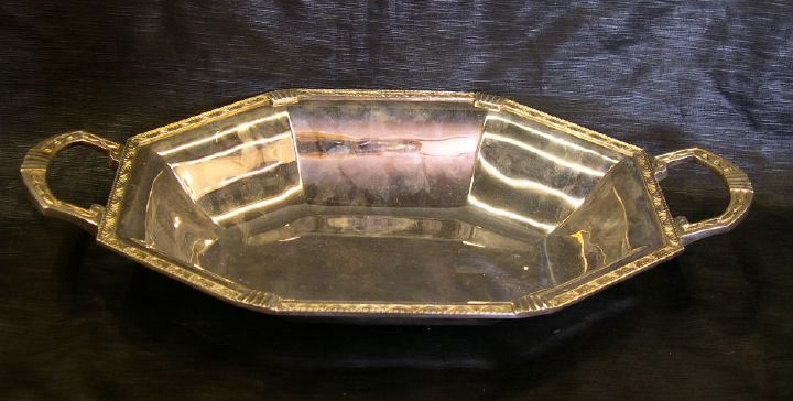 Appraisal: Good French Octagonal Two-Handled Silverplate Open Vegetable Serving Bowl first