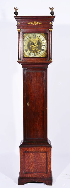 Appraisal: AN ANTIQUE OAK EIGHT DAY LONG CASE CLOCK the dial