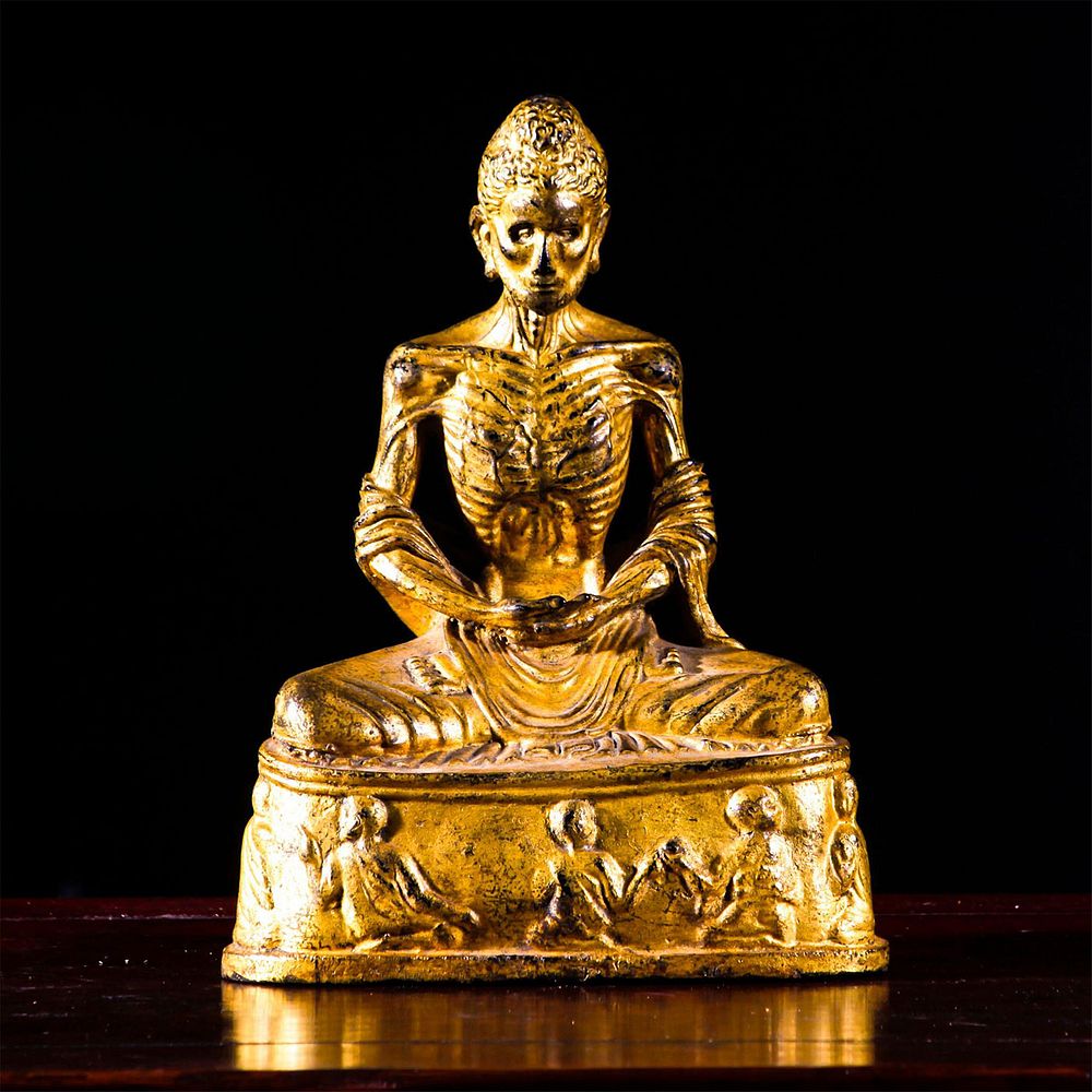 Appraisal: THAI LACQUER GILT GANDHARAN STYLE EMACIATED BUDDHA Late th c