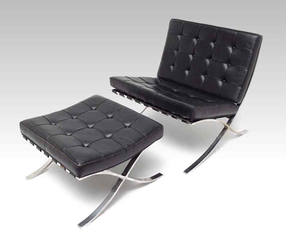 Appraisal: KNOLL MIES VAN der ROHE DESIGNED BARCELONA CHAIR AND OTTOMAN