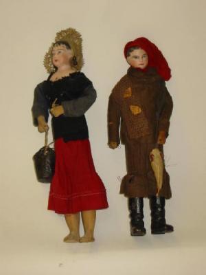 Appraisal: A pair of French bisque shoulder head Fisher Folk dolls