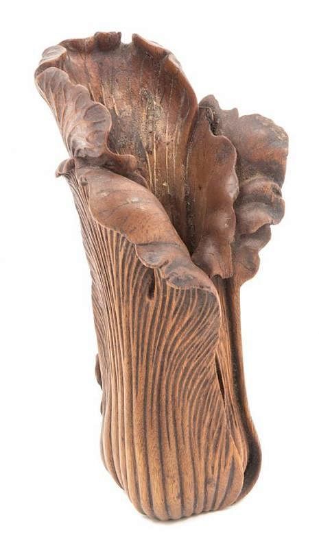 Appraisal: A Carved Wood Libation Cup Height inches A Carved Wood