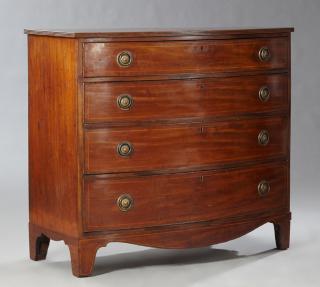 Appraisal: English Hepplewhite Style Line Inlaid Mahogany Bow Front Chest th