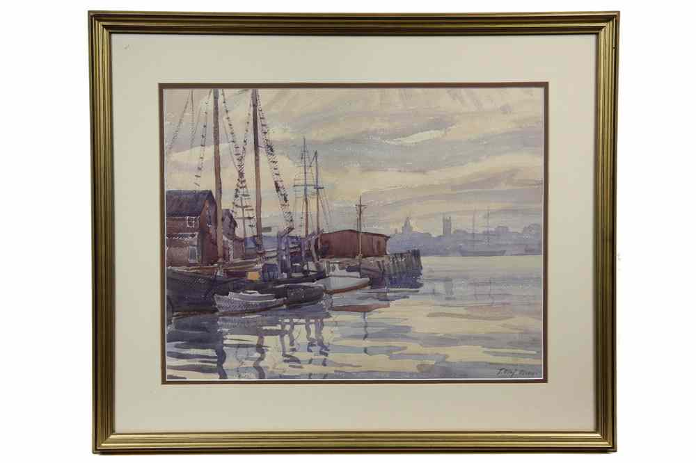 Appraisal: WATERCOLOR - Gloucester Harbor Scene by Joseph Olaf Olson NY