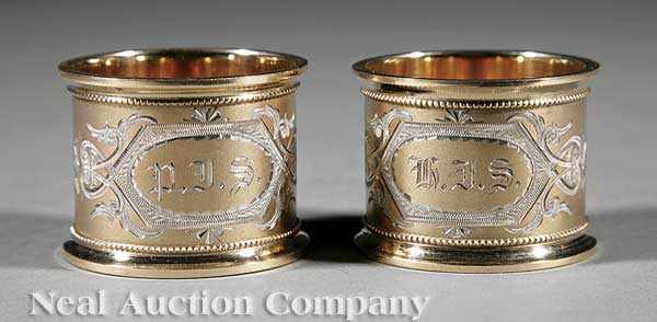 Appraisal: A Pair of Antique American Coin Silver Napkin Rings with