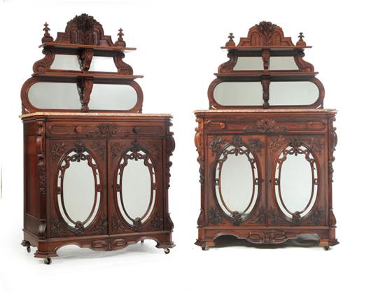 Appraisal: NEAR-PAIR OF ROCOCO REVIVAL SERVERS American mid th century rosewood