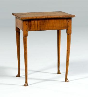 Appraisal: American Queen Anne side table figured maple top turned legs