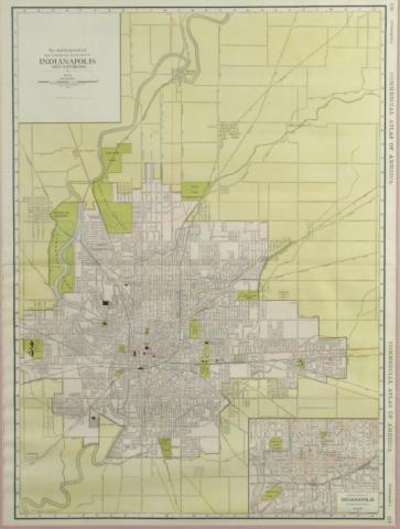 Appraisal: Antique map of Indianapolis IN issued in Rand McNally Business