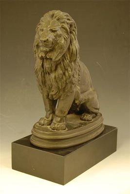 Appraisal: After Antoine-Louis Barye - Seated Lion bronze signed in cm