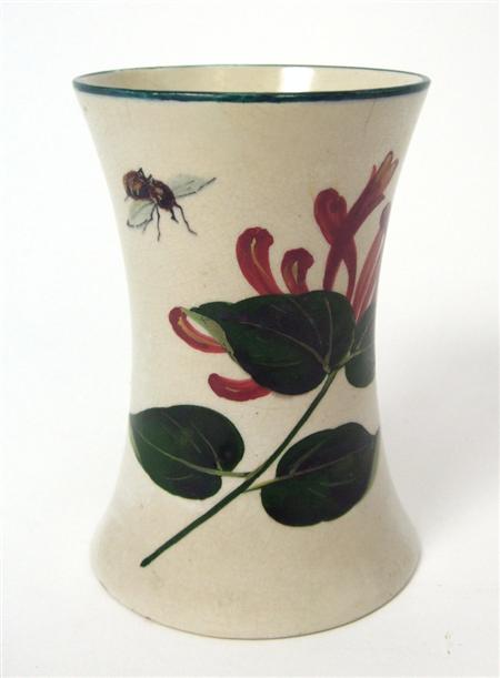 Appraisal: WEMYSS SMALL BEAKER VASE CIRCA decorated with honeysuckle and bees