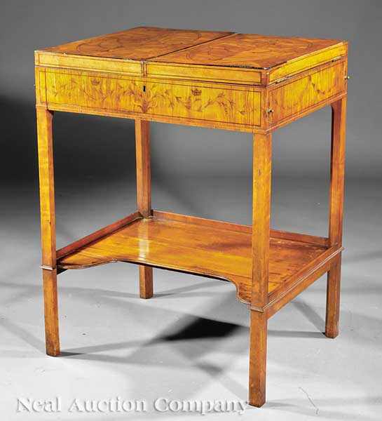 Appraisal: A George III Satinwood and Inlaid Beau Brummel Dressing Table