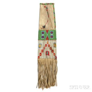 Appraisal: Lakota Beaded and Quilled Hide Pipe Bag c late th