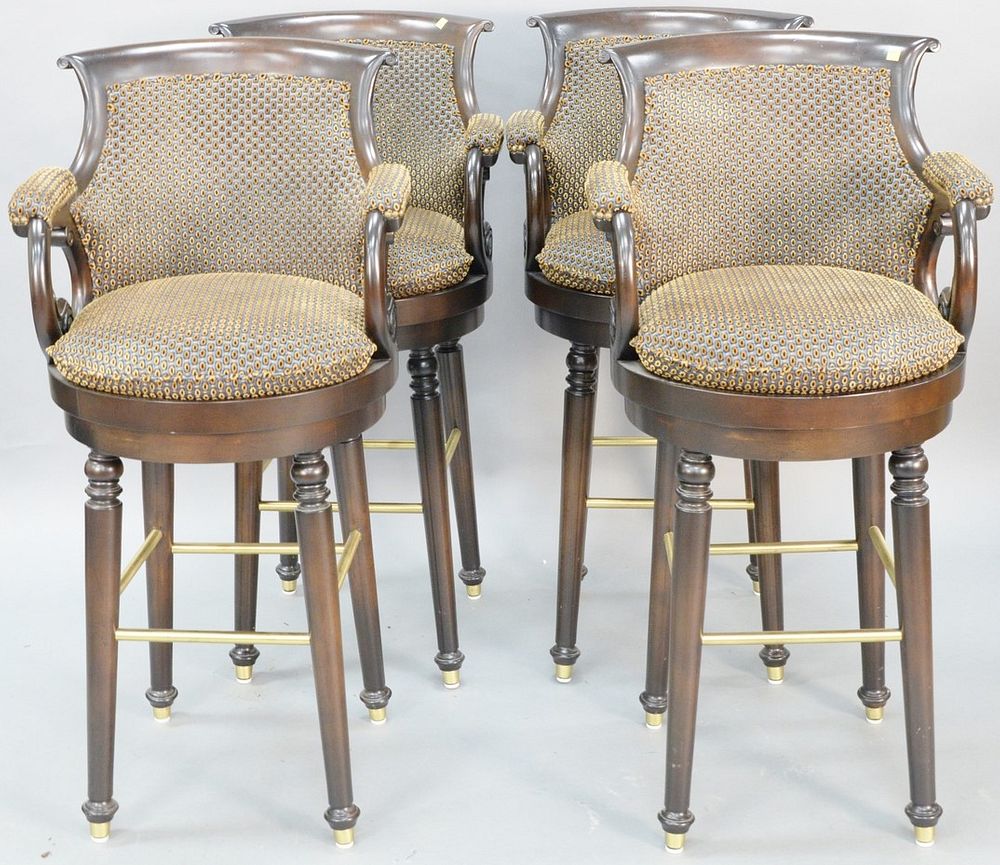 Appraisal: Set of four upholstered swivel barstools total ht seat ht