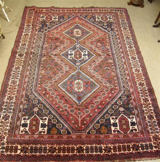 Appraisal: Persian carpet with three stepped medallions one main pale ground