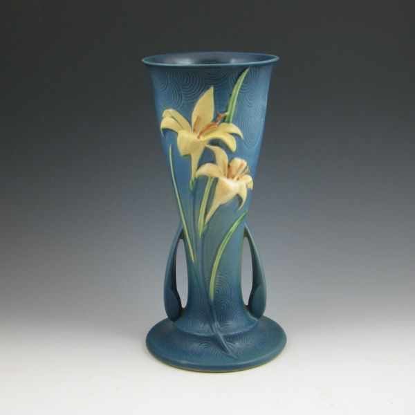 Appraisal: Roseville Zephyr Lily vase in blue Marked Roseville USA -