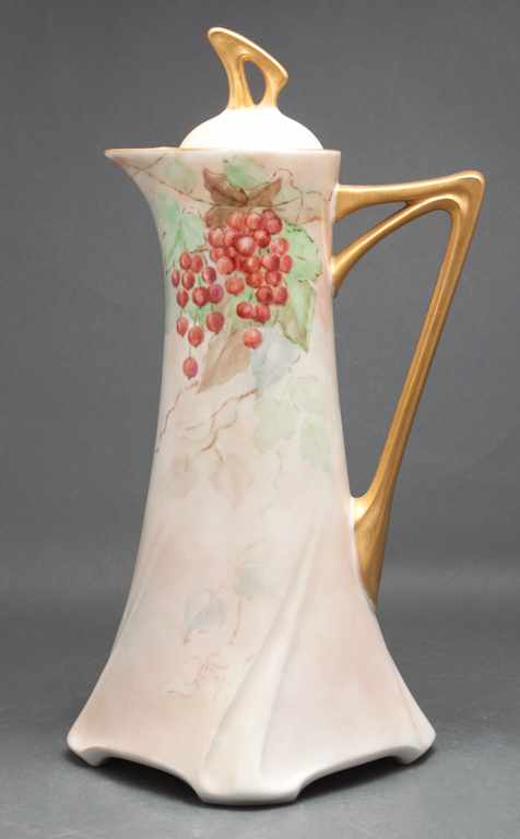 Appraisal: Limoges paint decorated porcelain chocolate pot Estimate - All property