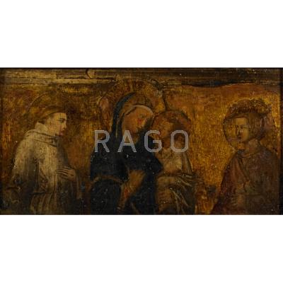 Appraisal: ICON Tempera on copper of Madonna and Child with saints