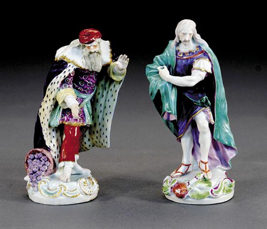 Appraisal: Fine English porcelain figures th century standing elderly man in