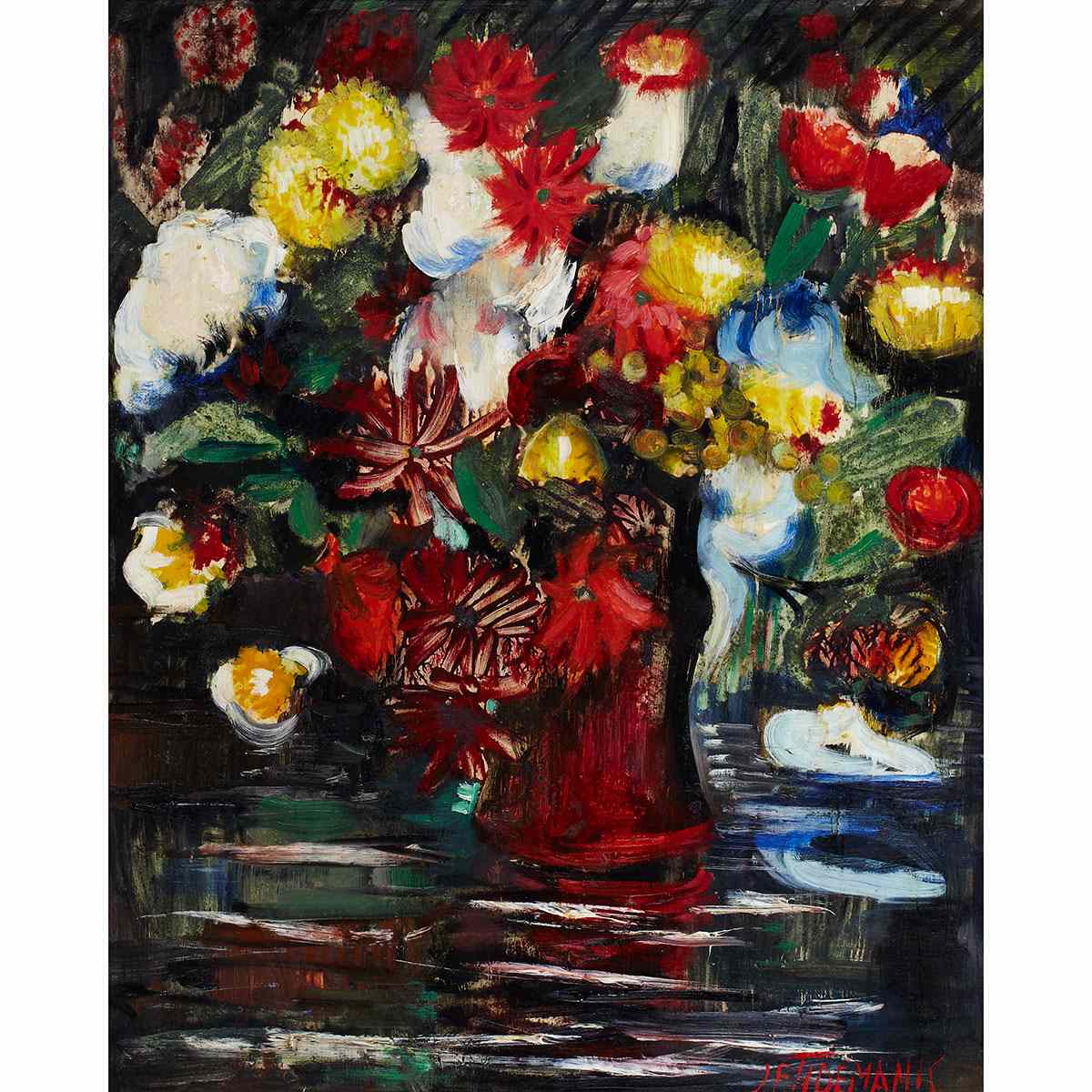 Appraisal: Janis Ferdinands Tidemanis - Latvian STILL LIFE OF FLOWERS Oil