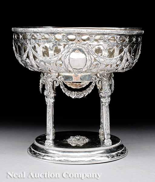 Appraisal: A Continental Silver Centerpiece in the Neoclassical Taste reticulated bowl