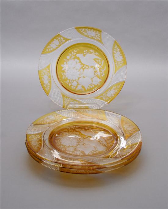 Appraisal: A Set of Twelve Bohemian Glass Dishes Diameter inches