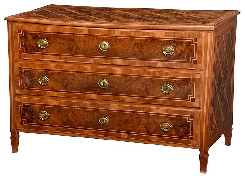 Appraisal: Louis XVI Parquetry Inlaid Chest Continental th century three dovetailed