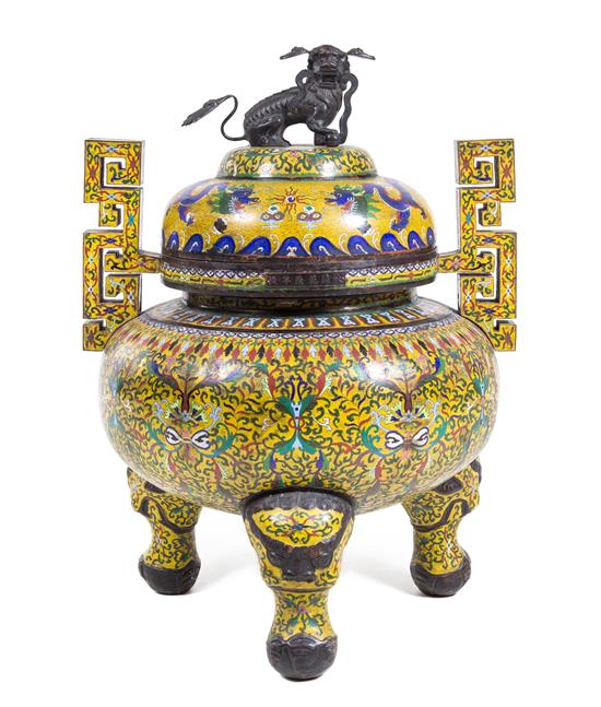 Appraisal: Sale Lot A Massive Cloisonne Enamel Incense Burner the globular