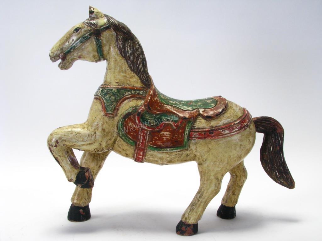 Appraisal: Carved and Painted Wooden Horse carousel style carved wooden horse