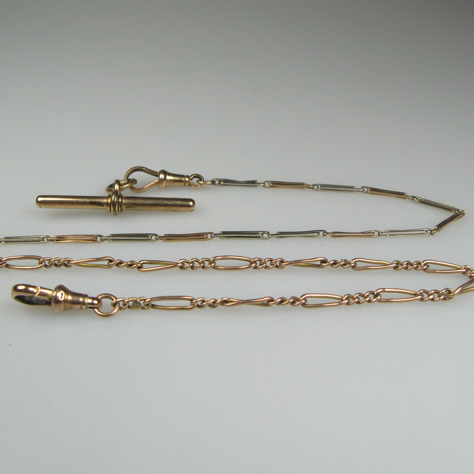 Appraisal: English k Gold Watch Chains with swivels one with a