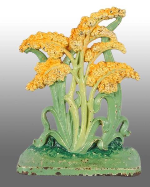 Appraisal: Cast Iron Goldenrod Flowers Doorstop Description Signed Hubley Made in