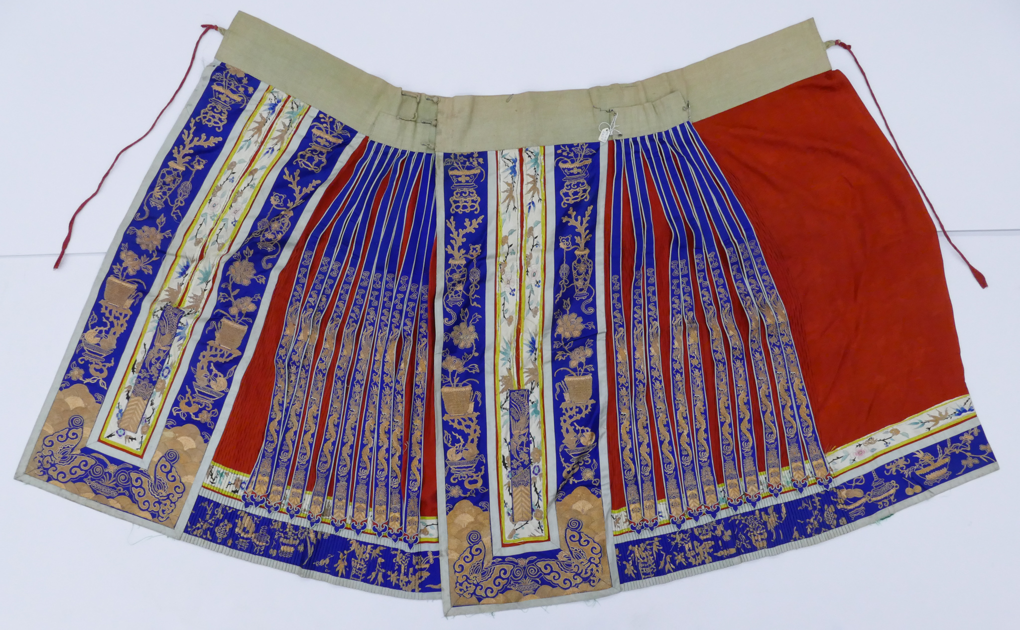 Appraisal: Chinese Republic Gold Thread Wedding Skirt ''x '' Cobalt and