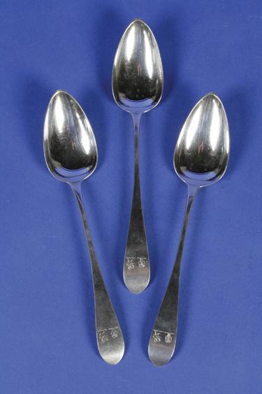 Appraisal: A SET OF THREE SCOTTISH PROVINCIAL TABLESPOONS of Old English