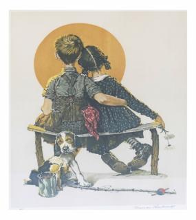 Appraisal: Norman Rockwell Spooners Norman Rockwell lithograph Spooners signed in pencil