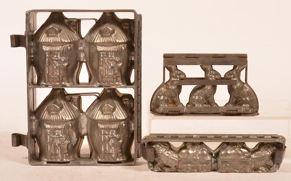 Appraisal: Vintage Chocolate Molds with Easter Bunny Three Vintage Chocolate Molds