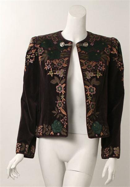 Appraisal: Oscar de la Renta Austrian style jacket s In aubergine