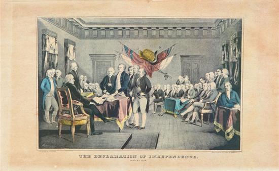 Appraisal: DECLARATION OF INDEPENDENCE BY N CURRIER Handcolored lithograph on paper