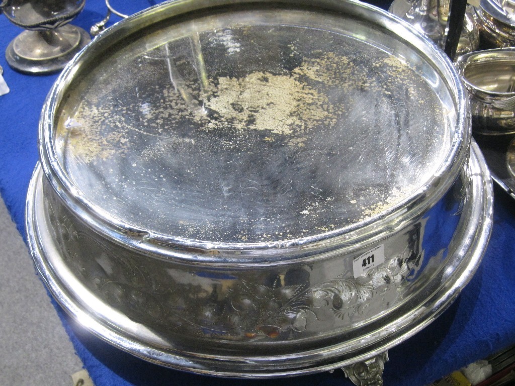 Appraisal: Silver plate and mirrored cakestand