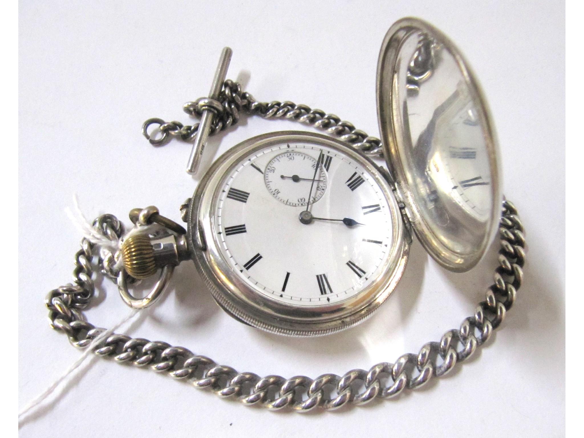 Appraisal: A silver cased pocket watch Birmingham on silver Albert