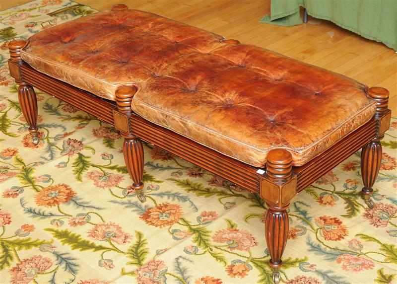 Appraisal: VICTOR STYLE MAHOGANY BENCH MODERN x x in