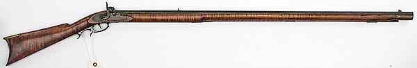 Appraisal: Full-Stock Unmarked Percussion Rifle cal octagonal barrel Engraved forward-action percussion