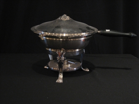 Appraisal: SILVER PLATED CHAFING DISH ON STAND WITH SPIRIT BURNERS Handle