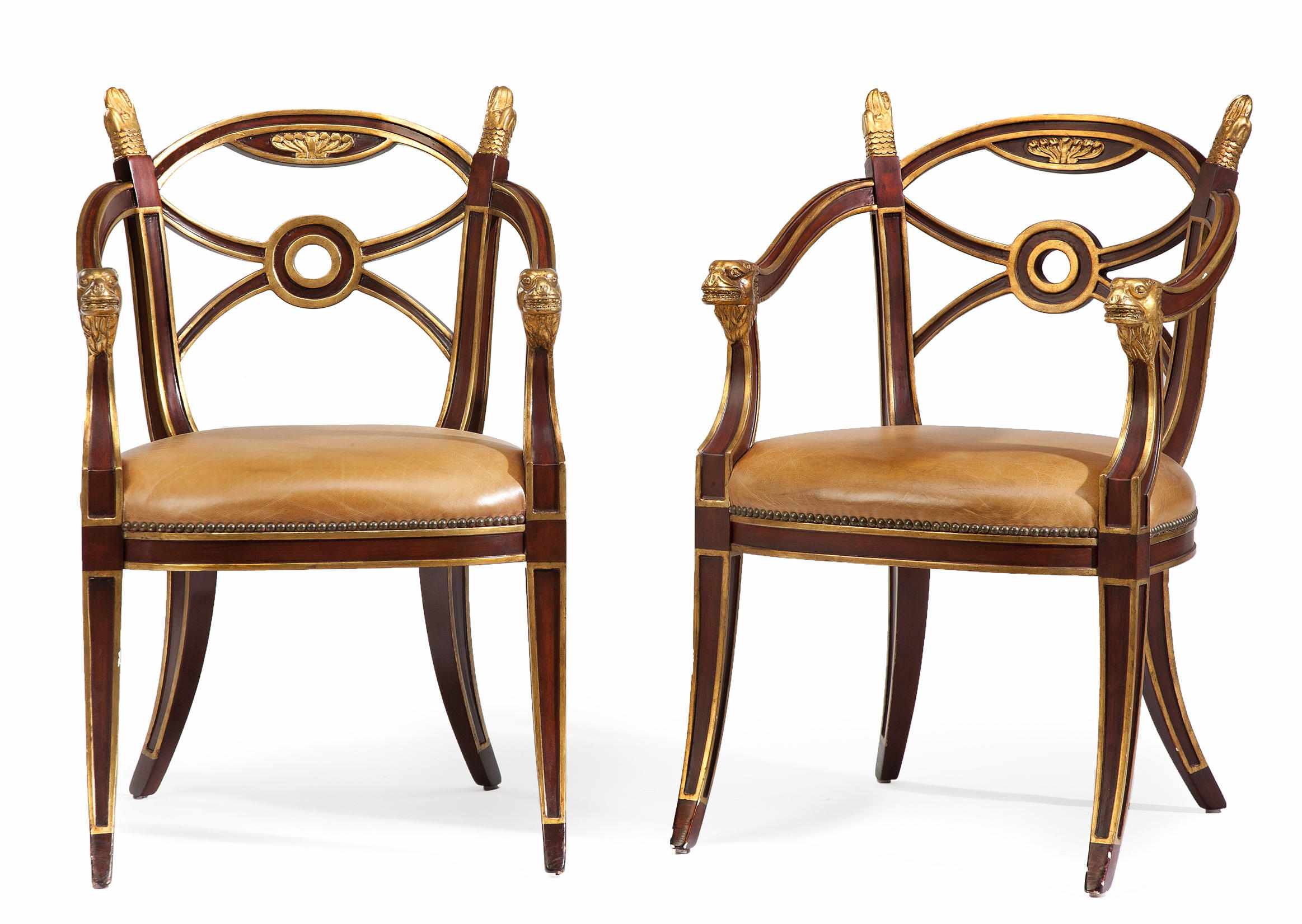 Appraisal: A pair of Neoclassical style parcel gilt and paint decorated