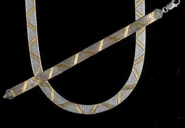 Appraisal: Sterling Silver Two Tone Herringbone Necklace Bracelet A sterling silver