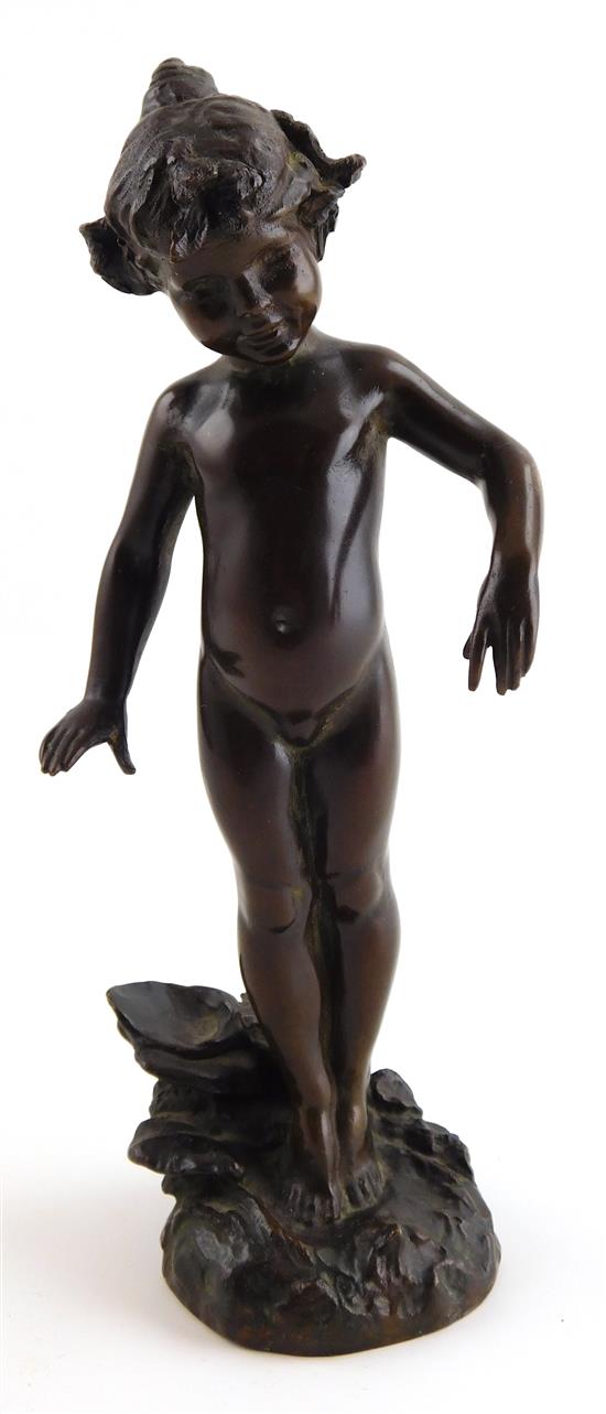 Appraisal: Bronze figure of childlike nymph or sprite depicted with downward